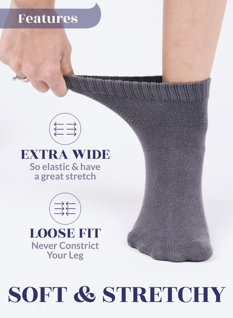 Women's Comfortable Diabetic Bamboo Ankle Socks for Swollen Legs, 3 Pairs