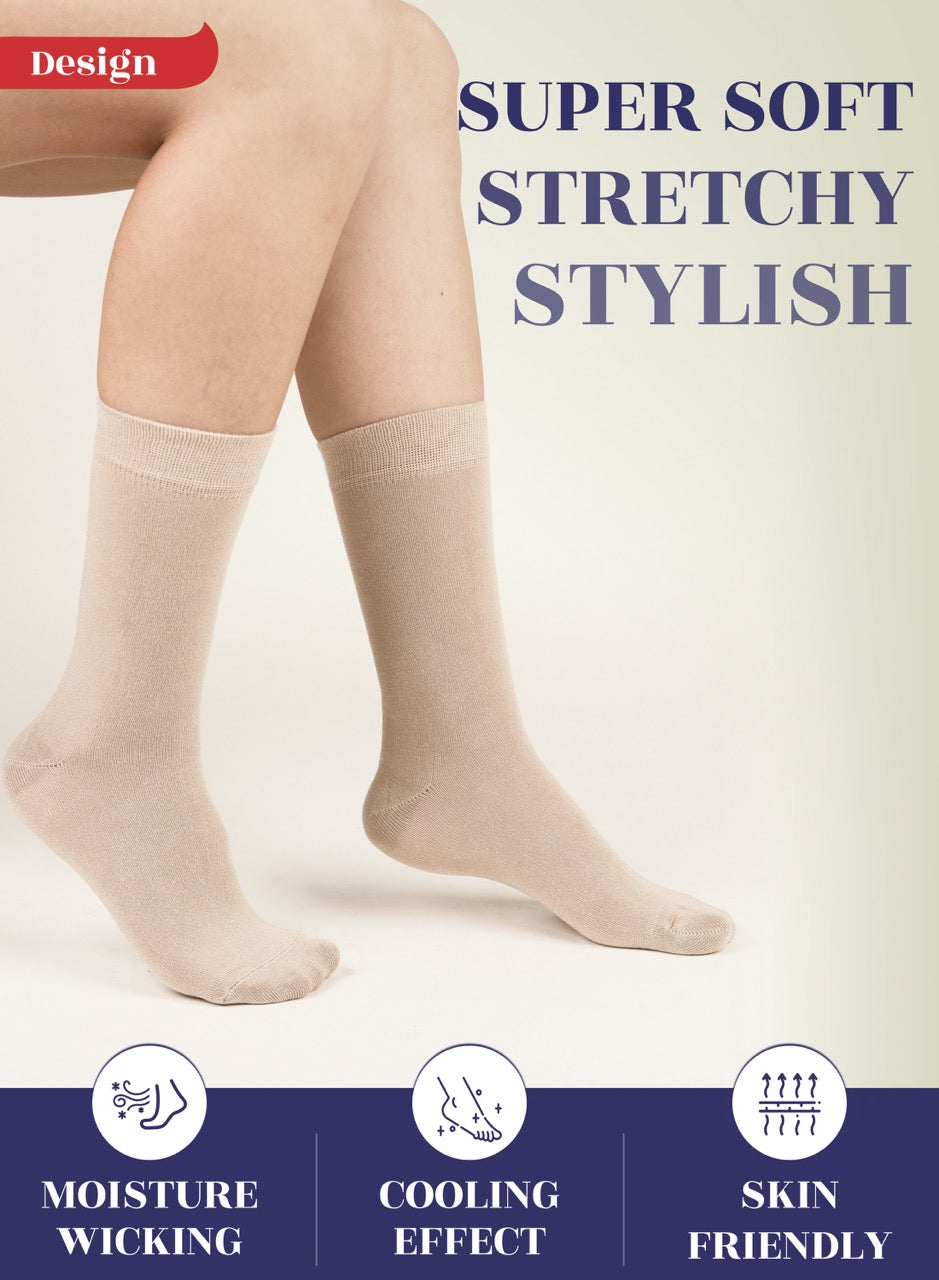Women's Bamboo Dress Crew Socks, 3 Pairs