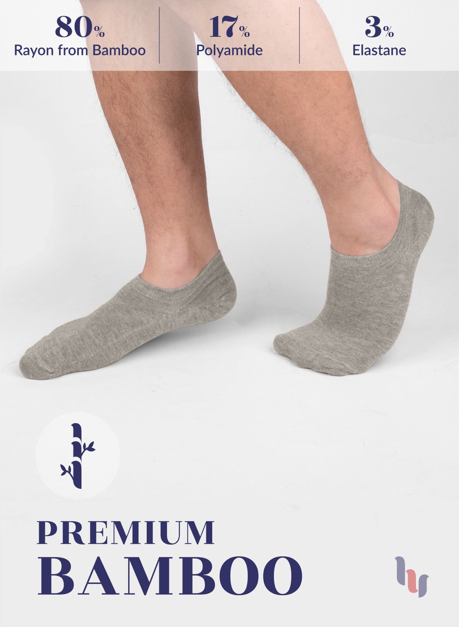 Non-Slip Men's Bamboo No-Show Socks (Only Size 11-13), 6 Pairs