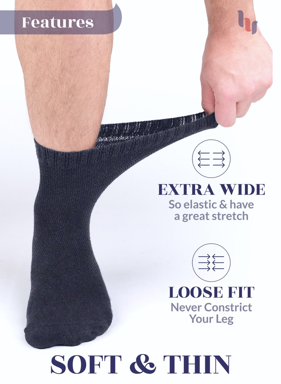 Men's Diabetic Ankle Thin Cotton Socks, 4 Pairs