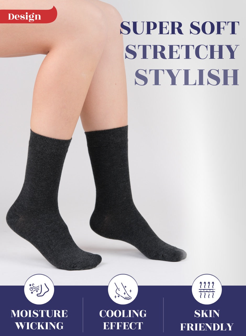 Women's Bamboo Dress Crew Socks, 3 Pairs