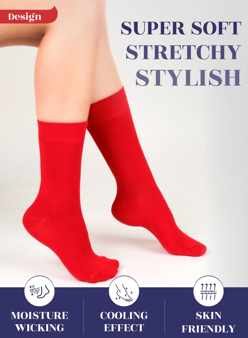 Women's Bamboo Dress Crew Socks, 3 Pairs