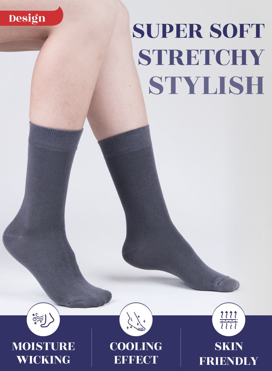 Women's Bamboo Dress Crew Socks, 3 Pairs