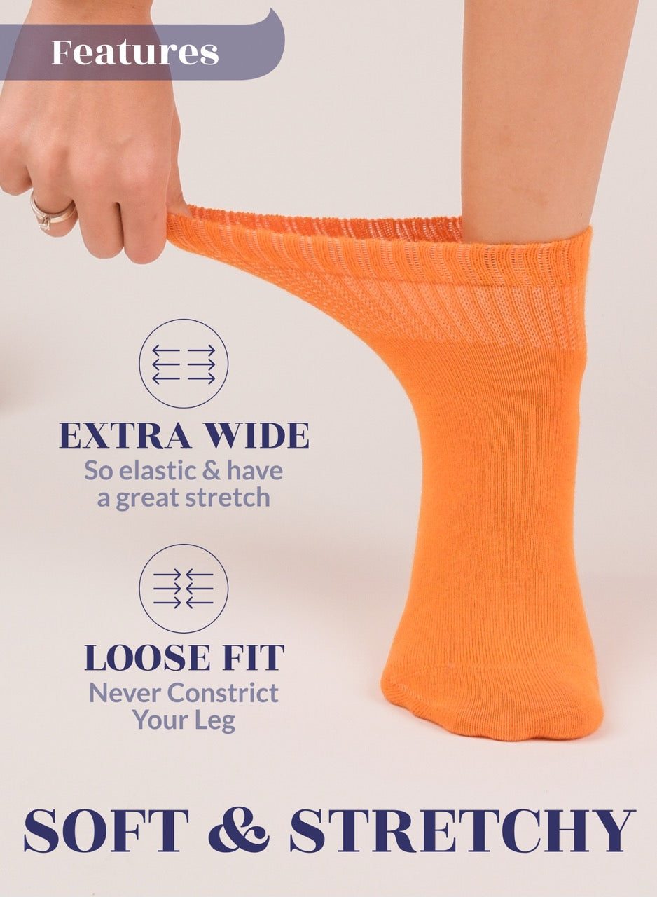 Women's Comfortable Diabetic Bamboo Ankle Socks for Swollen Legs, 3 Pairs