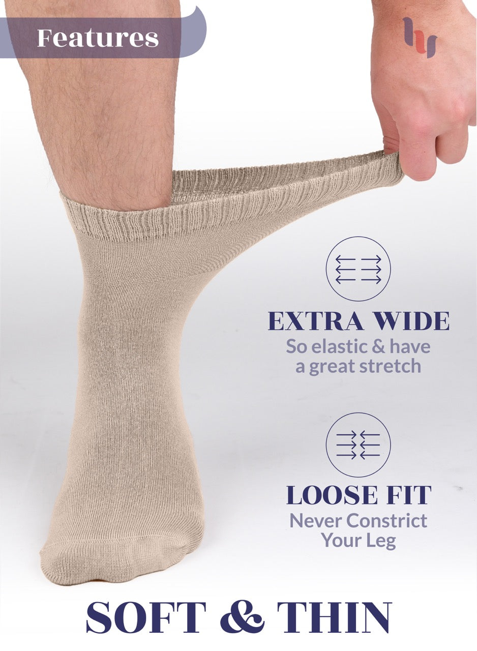 Men's Diabetic Ankle Thin Cotton Socks, 4 Pairs