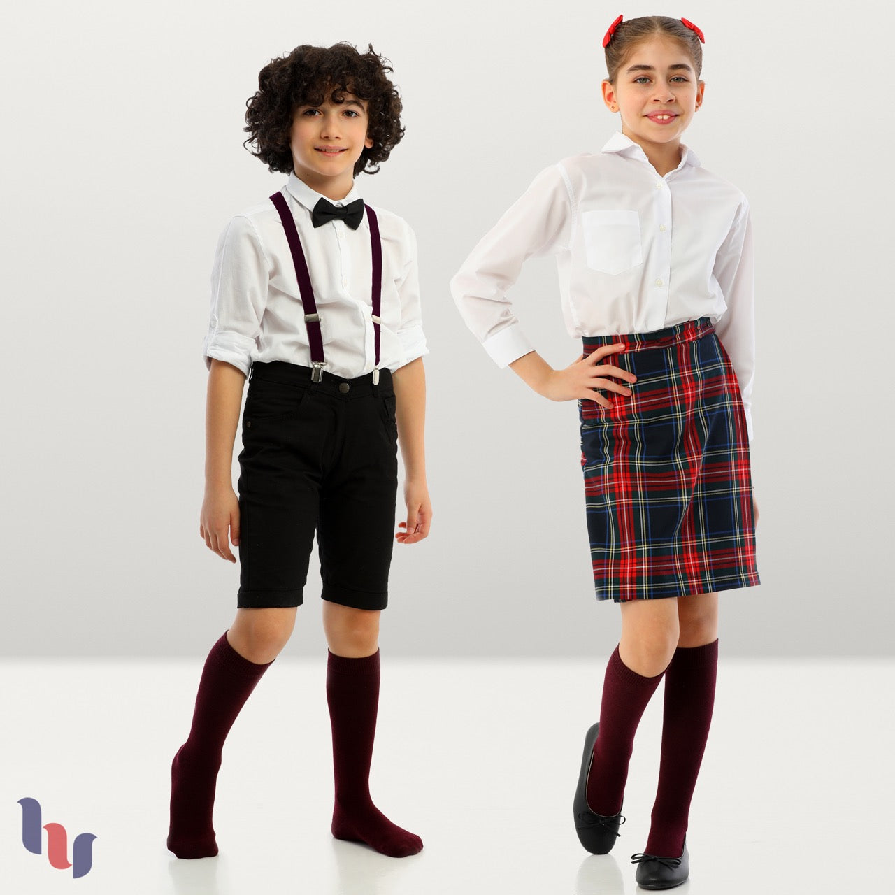 Kids' Plain Cotton Dress Knee-High Socks, 4 Pairs