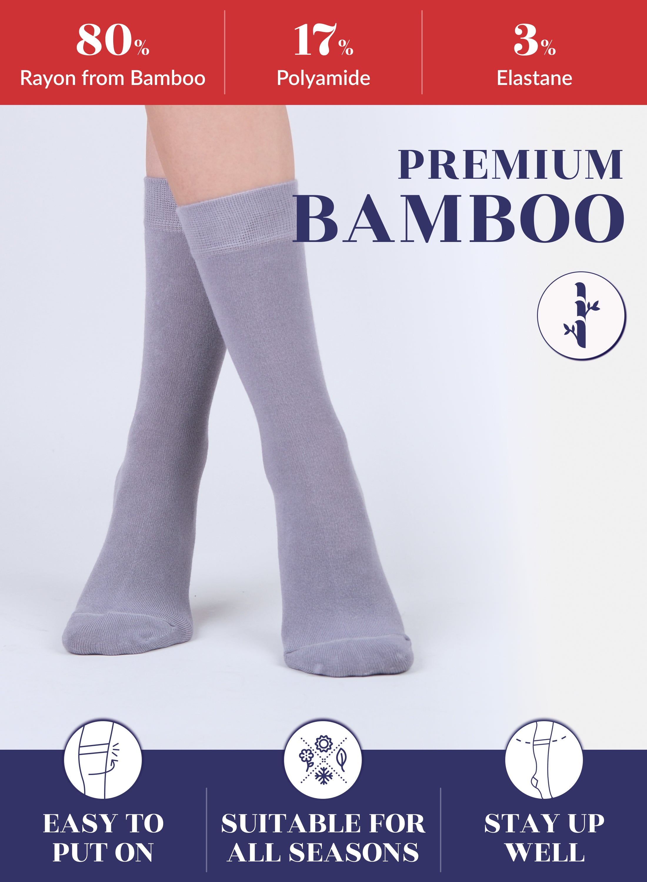 Women's Bamboo Dress Crew Socks, 3 Pairs
