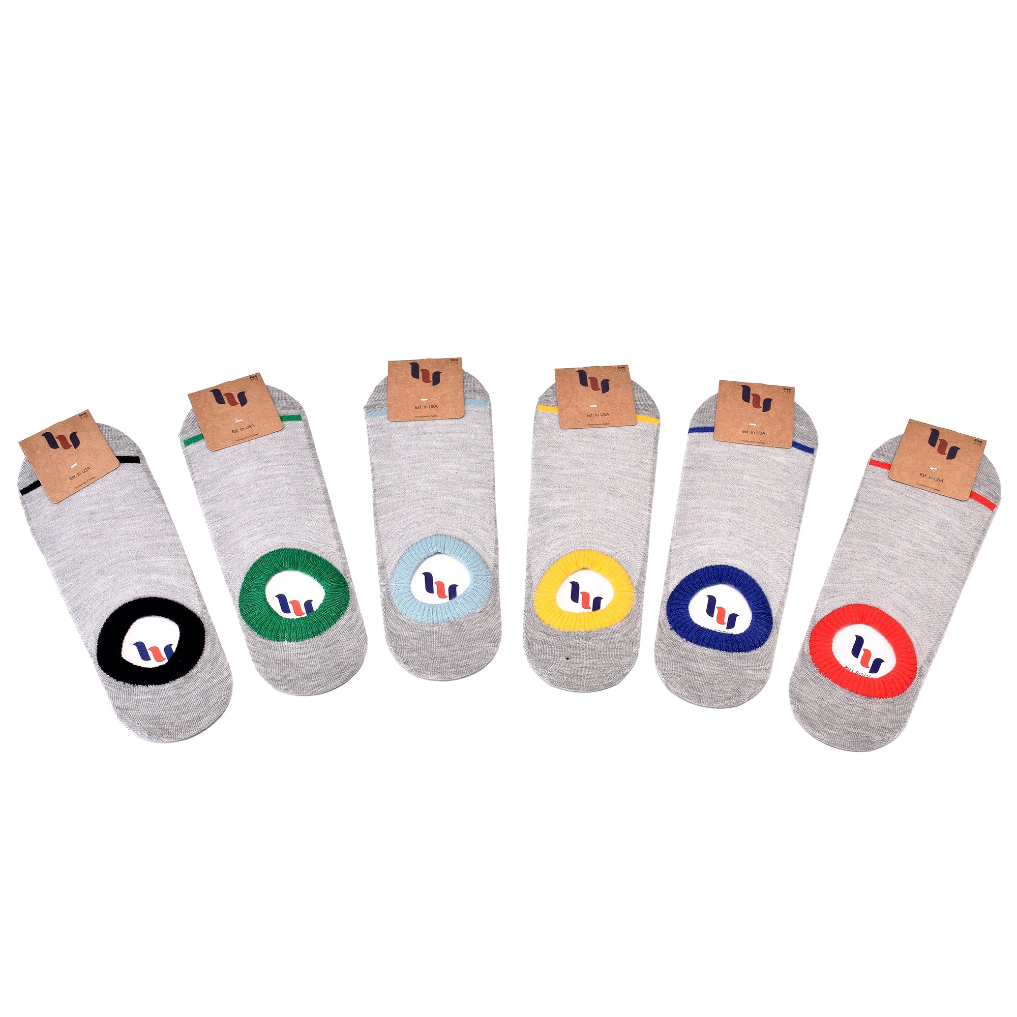 Patterned Cotton No-Show Socks for Men (Only Size 7-12), 6 Pairs