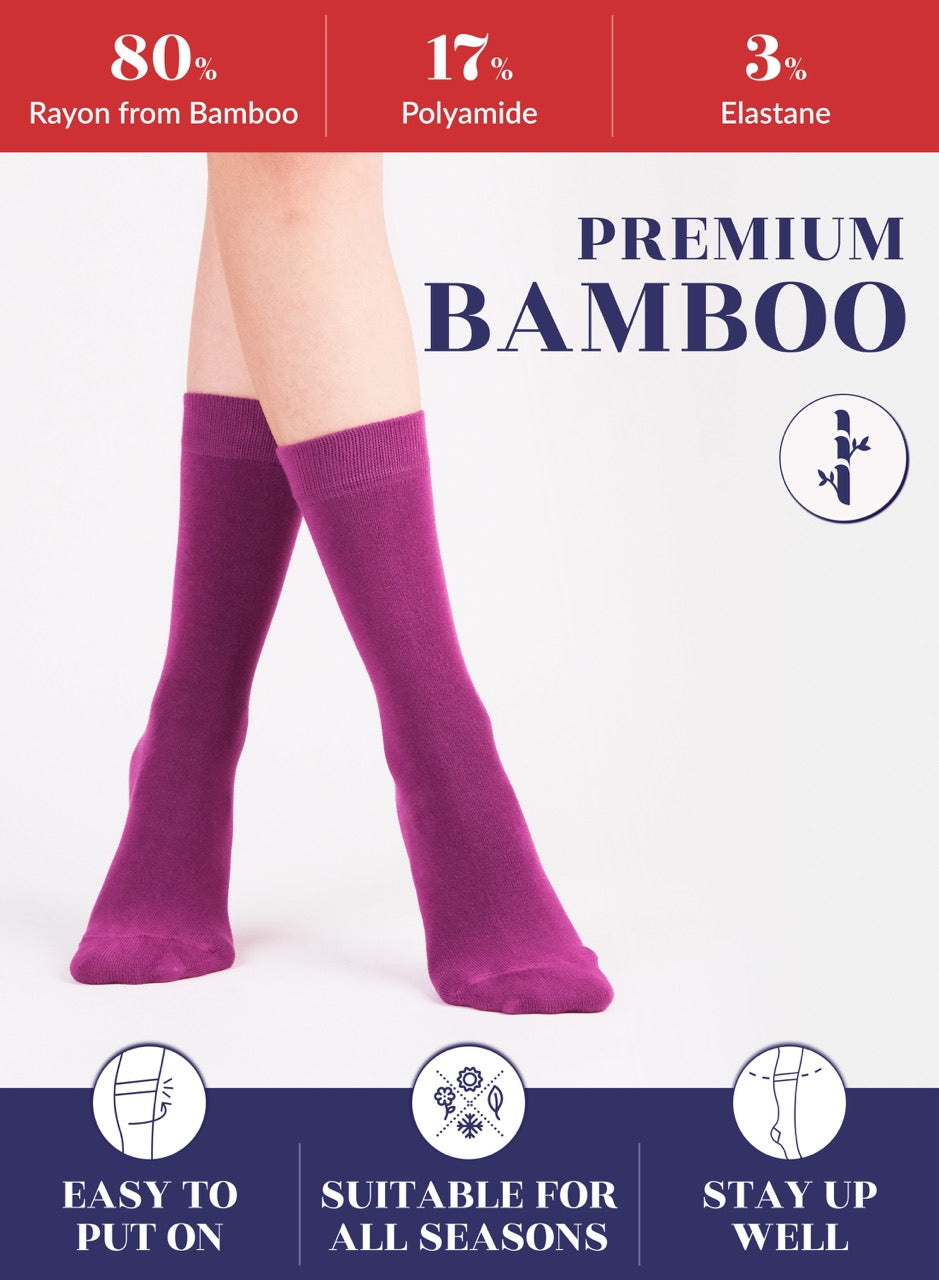 Women's Bamboo Dress Crew Socks, 3 Pairs