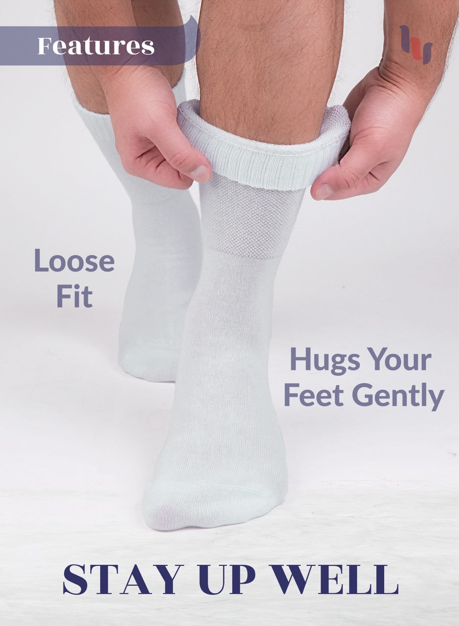 Unisex Cotton Diabetic Crew Socks, 4 Pairs