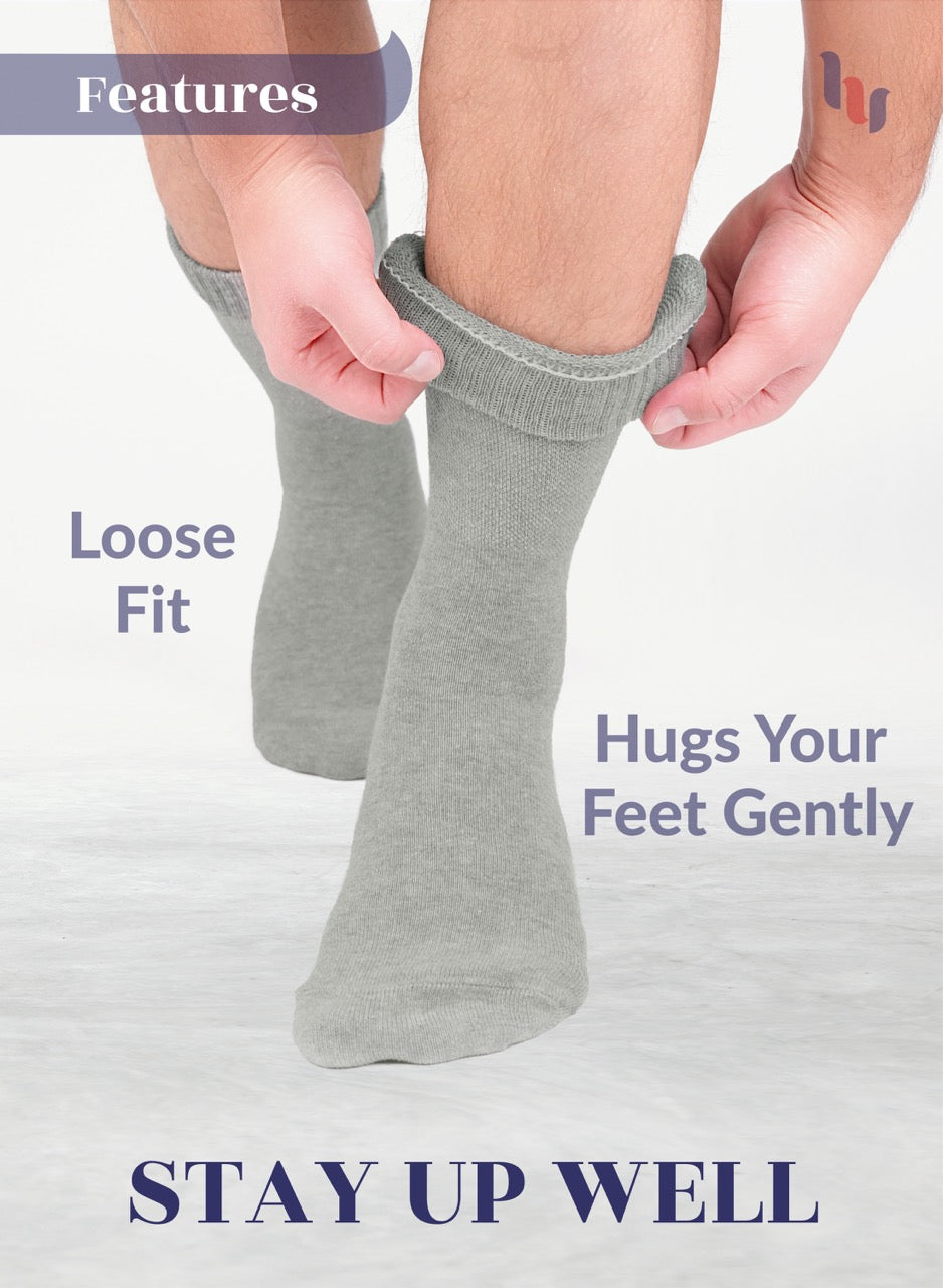 Unisex Cotton Diabetic Crew Socks, 4 Pairs