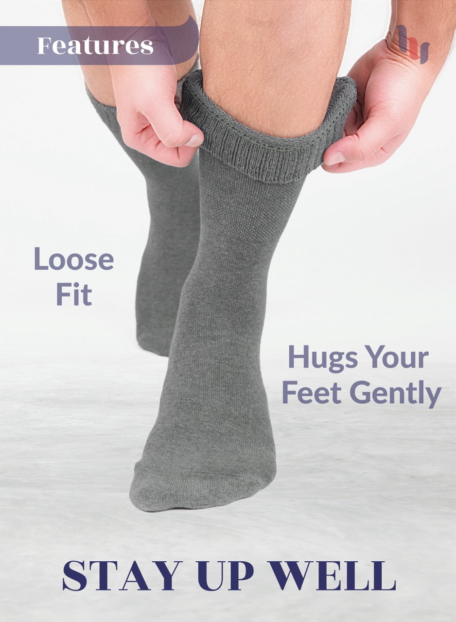 Unisex Cotton Diabetic Crew Socks, 4 Pairs