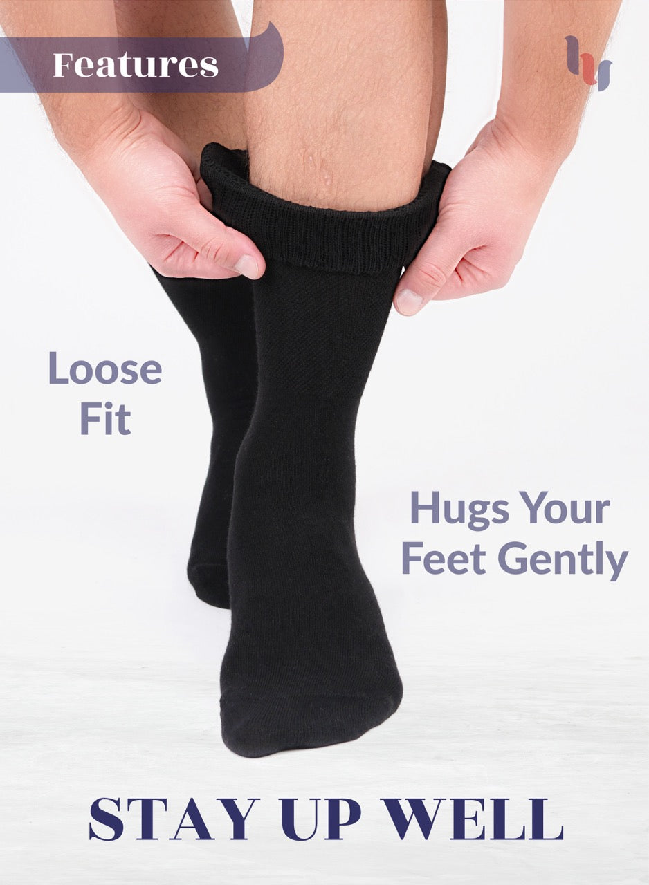 Unisex Cotton Diabetic Crew Socks, 4 Pairs