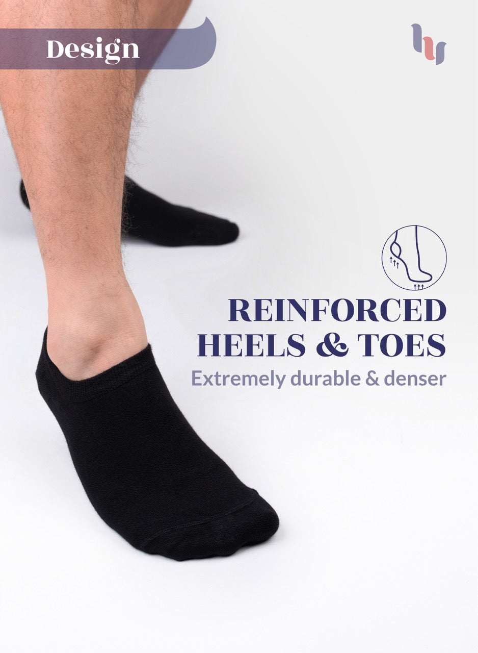 Non-Slip Men's Bamboo No-Show Socks (Only Size 11-13), 6 Pairs