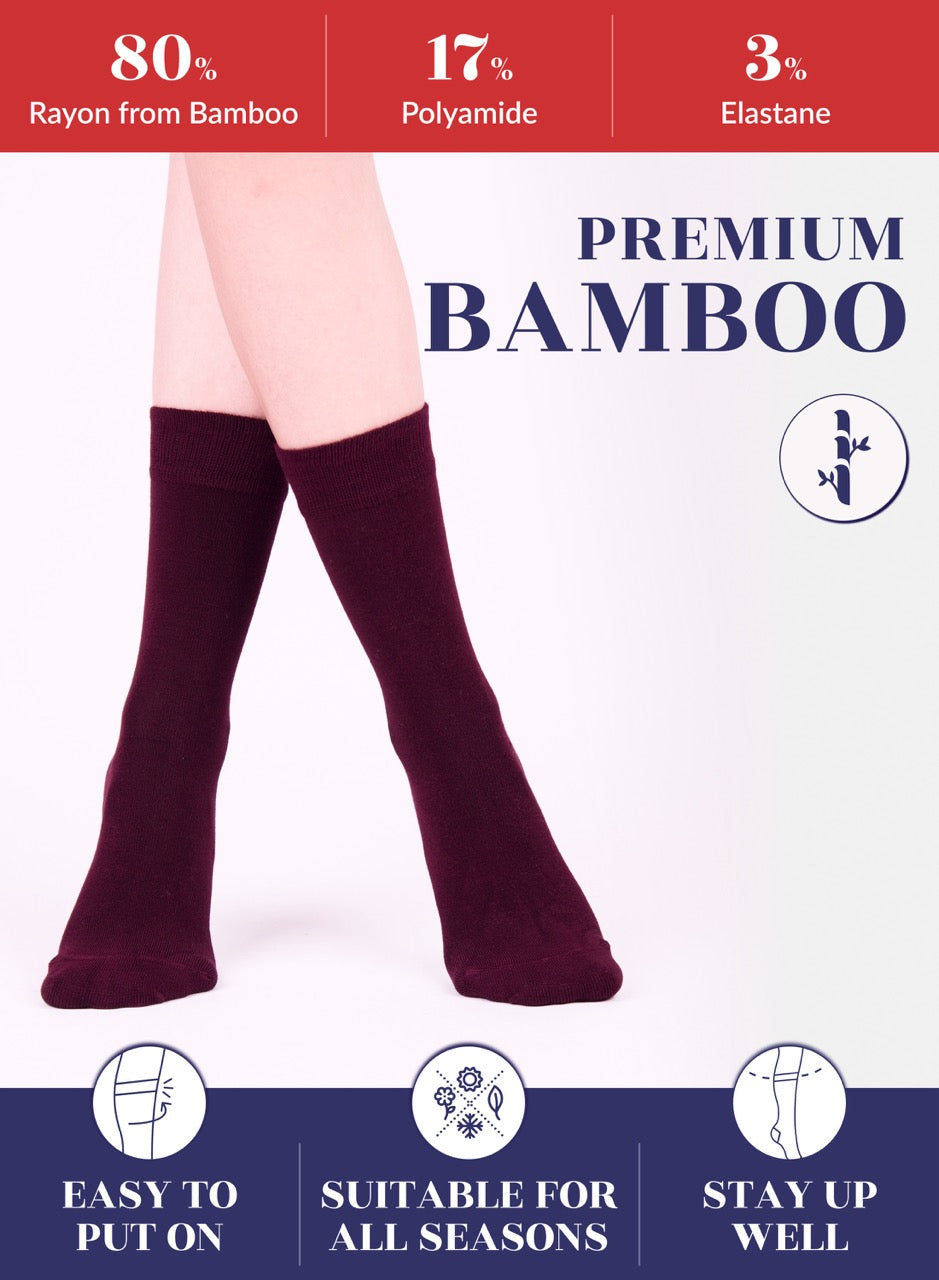 Women's Bamboo Dress Crew Socks, 3 Pairs