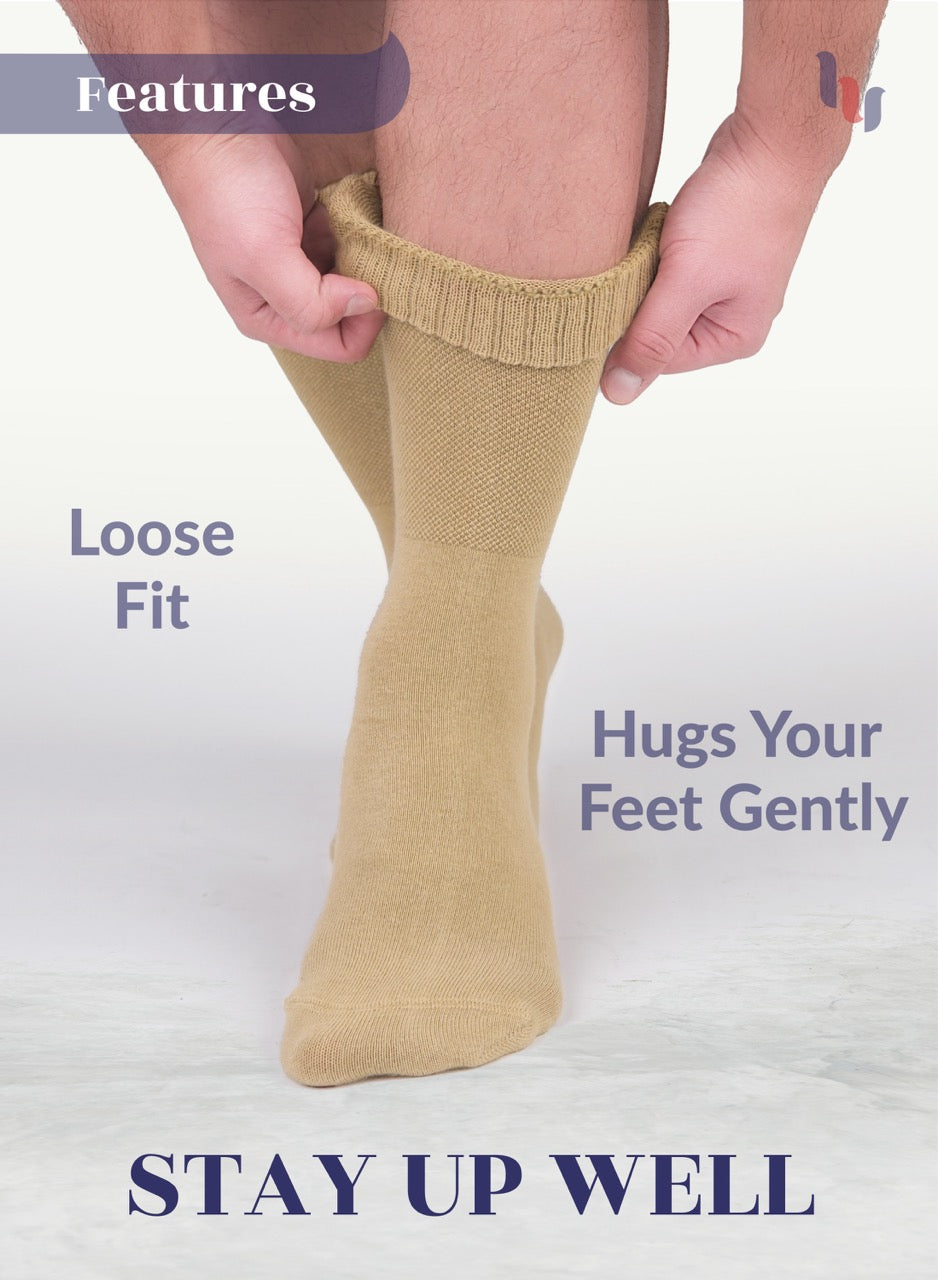 Unisex Cotton Diabetic Crew Socks, 4 Pairs