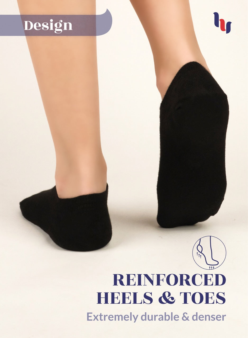 Women's Non-Slip Bamboo No-Show Plain Socks (6 Pairs) White / Shoe Size: 9-12