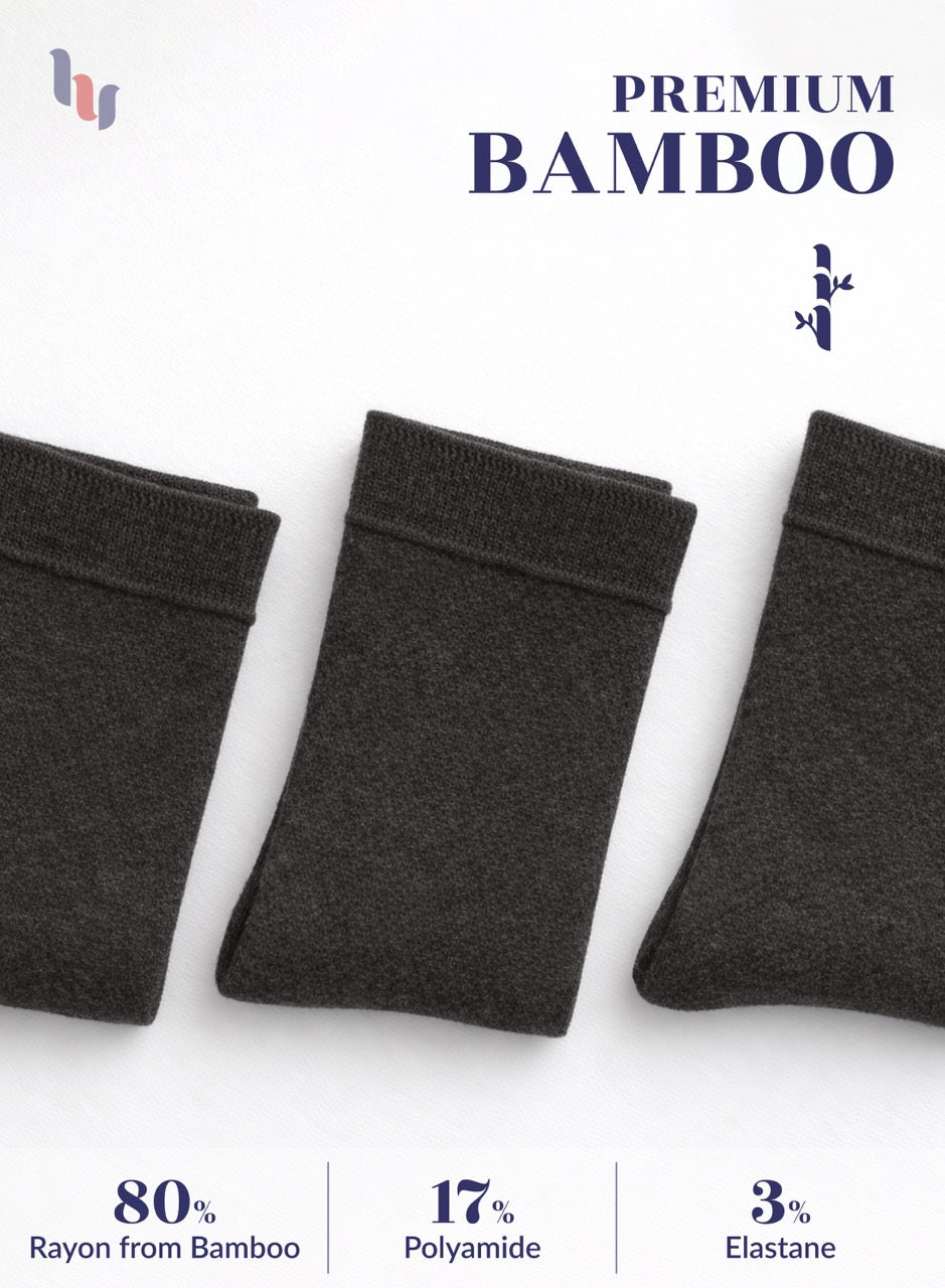 Soft Bamboo Dress Crew Socks for Women, 3 Pairs
