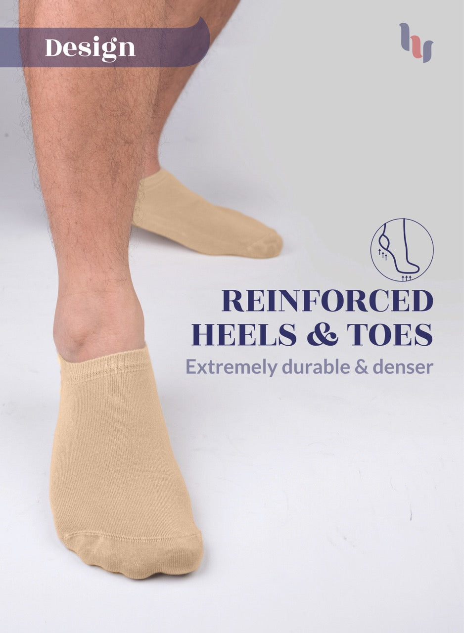 Non-Slip Men's Bamboo No-Show Socks (Only Size 11-13), 6 Pairs