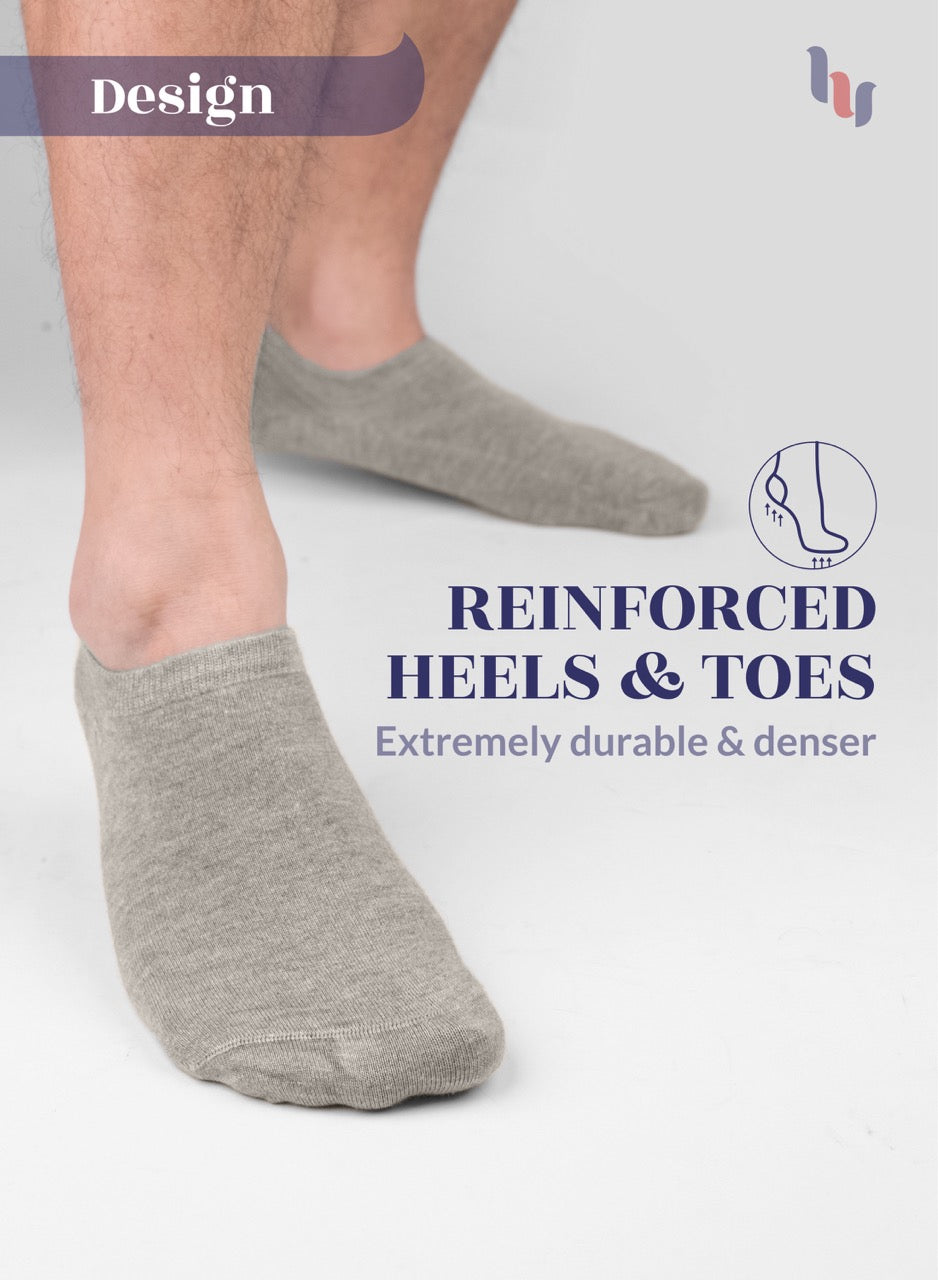 Non-Slip Men's Bamboo No-Show Socks (Only Size 11-13), 6 Pairs