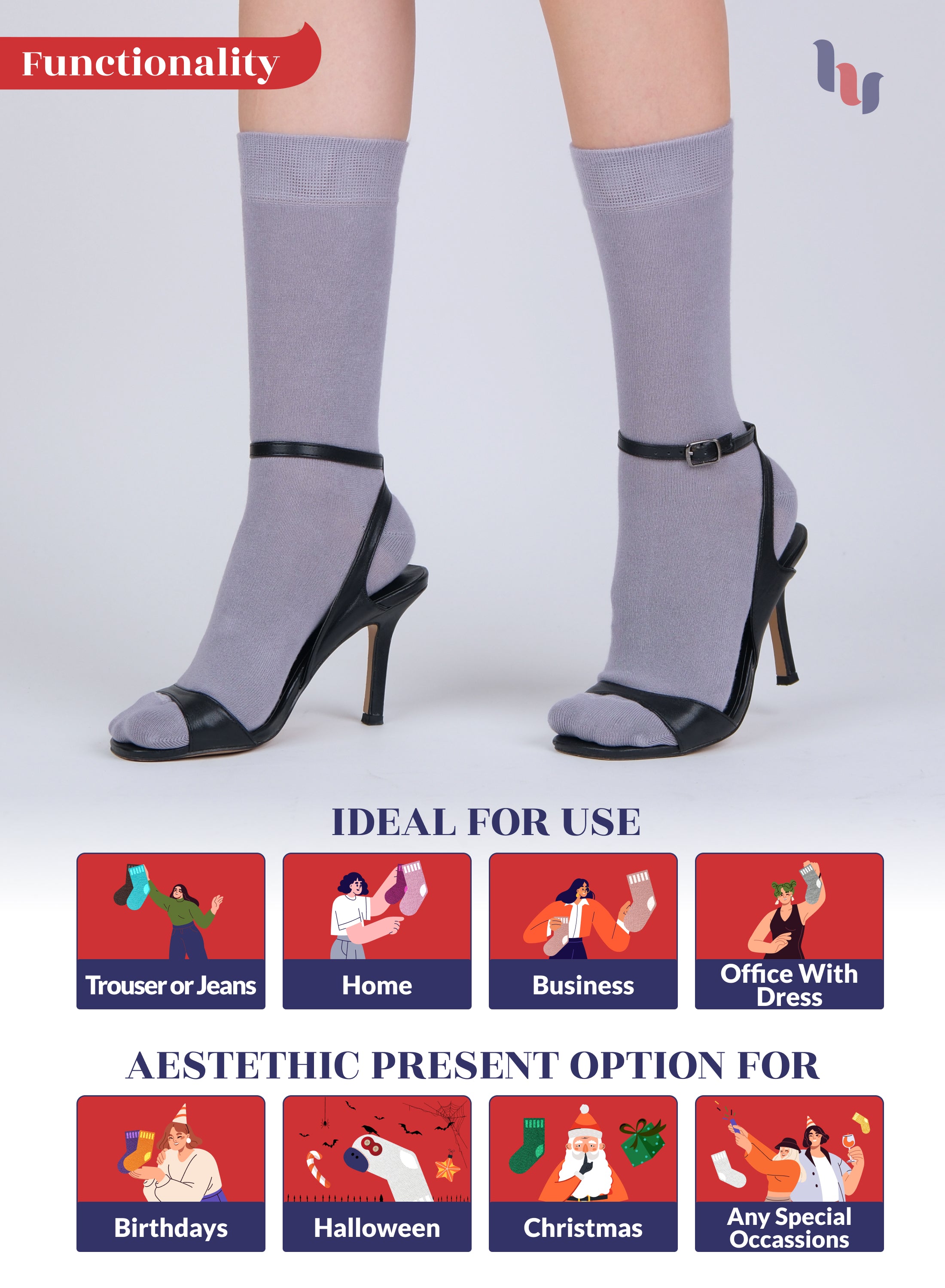 Women's Bamboo Dress Crew Socks, 3 Pairs