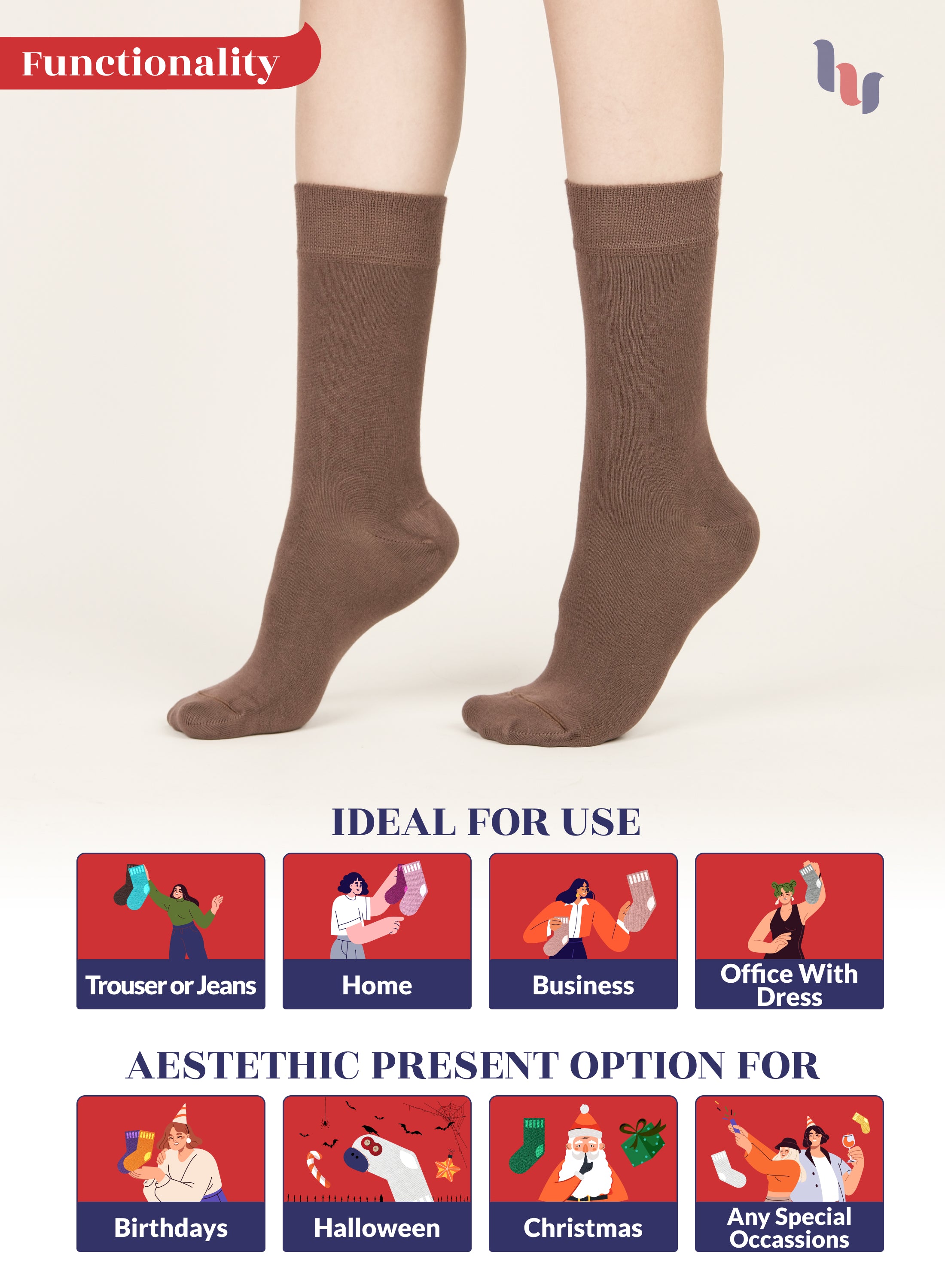 Women's Bamboo Dress Crew Socks, 3 Pairs