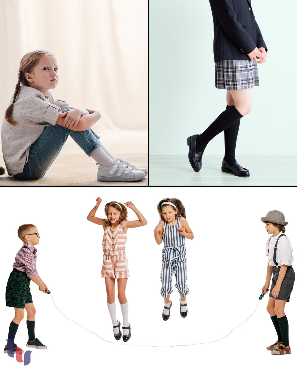 Kids' Plain Cotton Dress Knee-High Socks, 4 Pairs