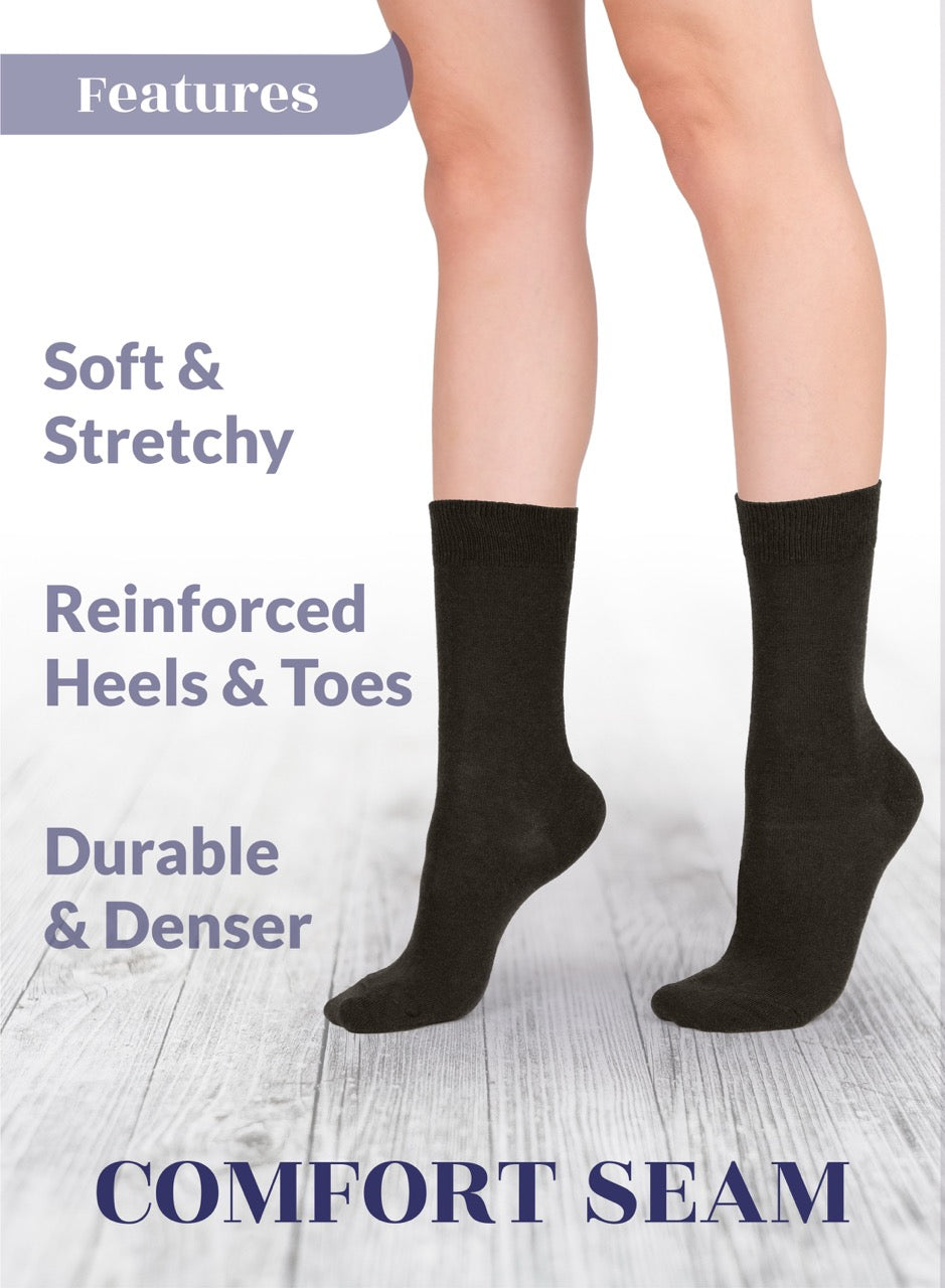 Casual Women's Cotton Dress Crew Socks, 4 Pairs