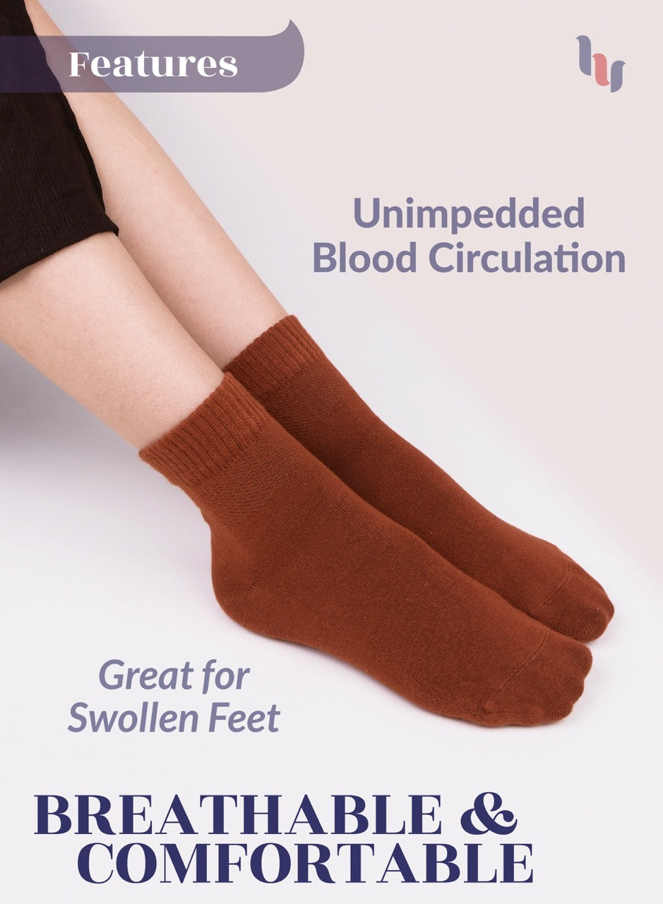 Women's Comfortable Diabetic Bamboo Ankle Socks for Swollen Legs, 3 Pairs