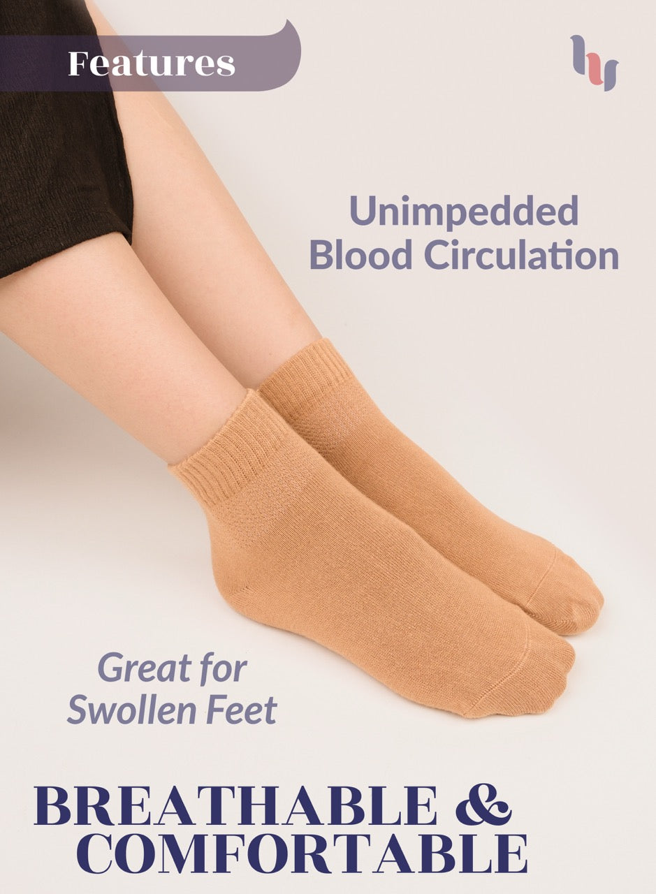 Women's Comfortable Diabetic Bamboo Ankle Socks for Swollen Legs, 3 Pairs