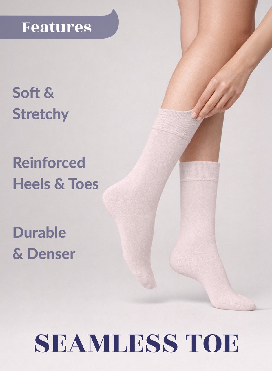 Soft Bamboo Dress Crew Socks for Women, 3 Pairs