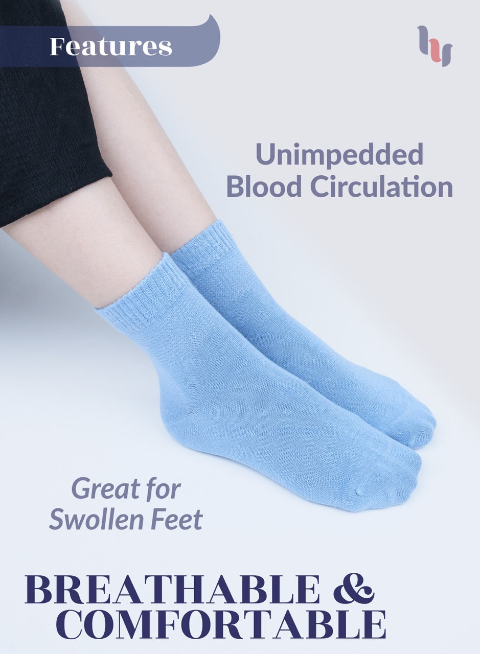 Women's Comfortable Diabetic Bamboo Ankle Socks for Swollen Legs, 3 Pairs