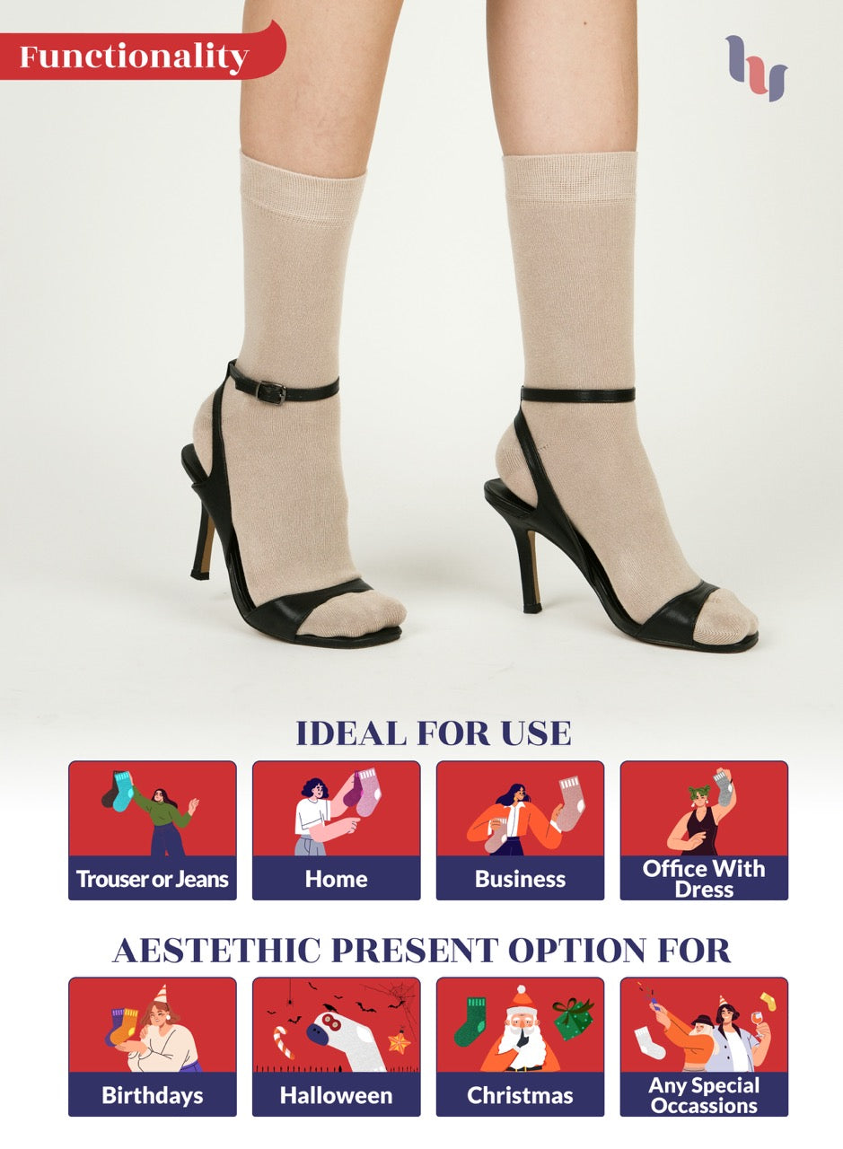 Women's Bamboo Dress Crew Socks, 3 Pairs