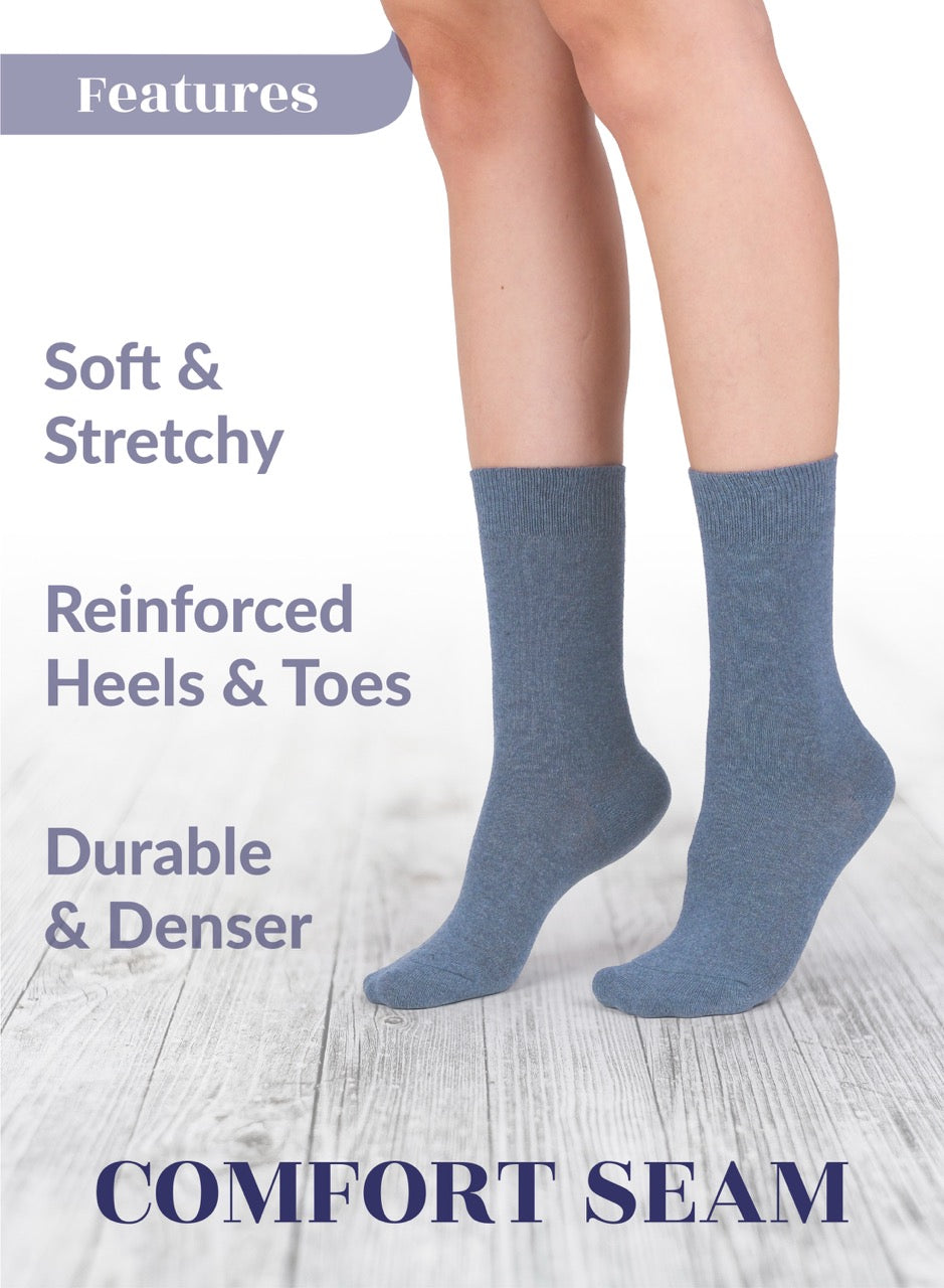 Casual Women's Cotton Dress Crew Socks, 4 Pairs