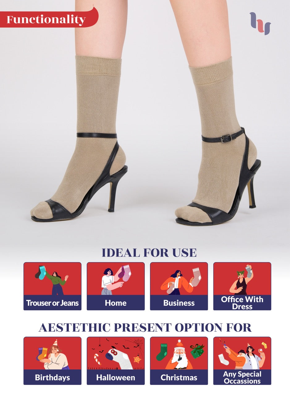 Women's Bamboo Dress Crew Socks, 3 Pairs