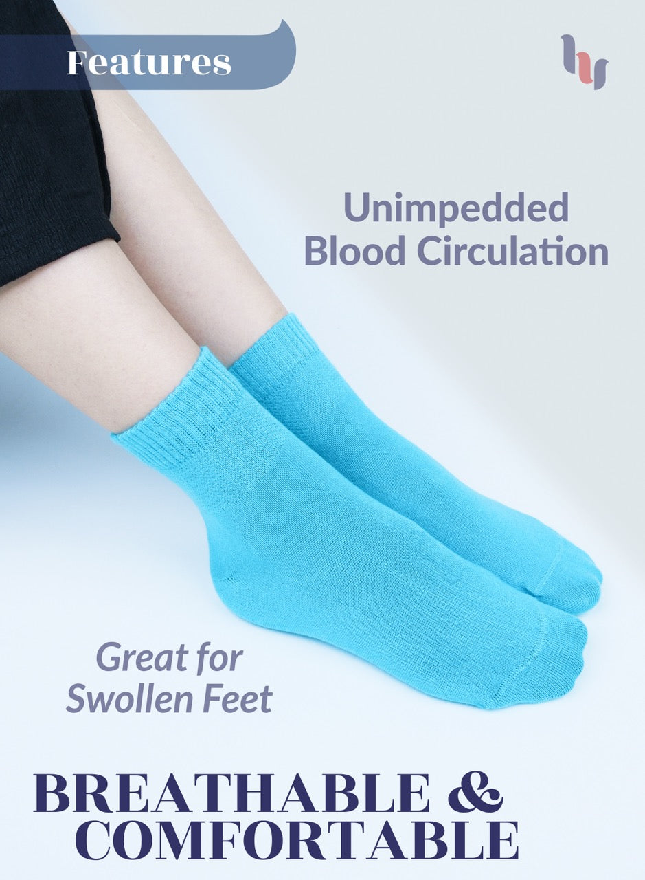 Women's Comfortable Diabetic Bamboo Ankle Socks for Swollen Legs, 3 Pairs