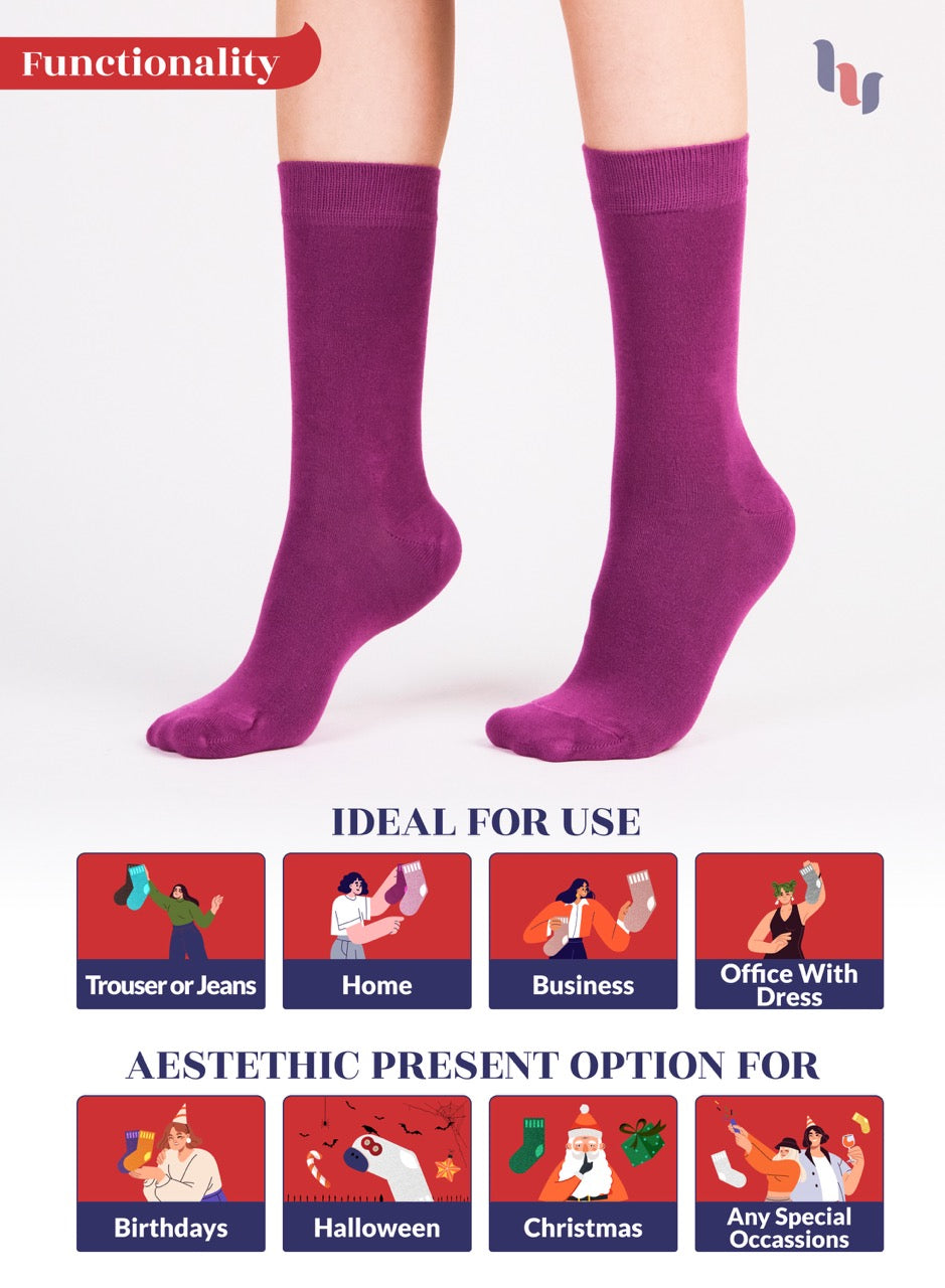 Women's Bamboo Dress Crew Socks, 3 Pairs