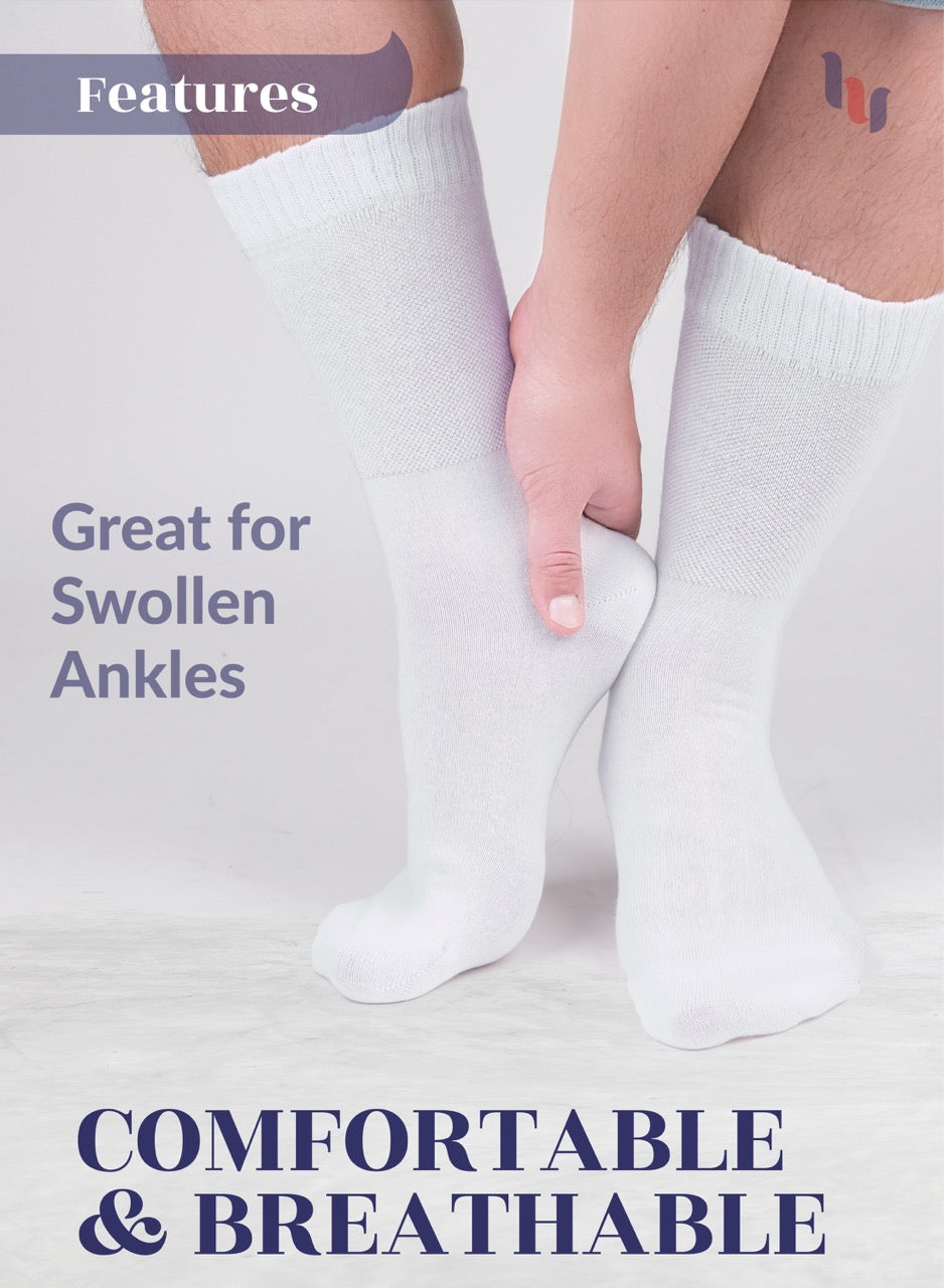 Unisex Cotton Diabetic Crew Socks, 4 Pairs