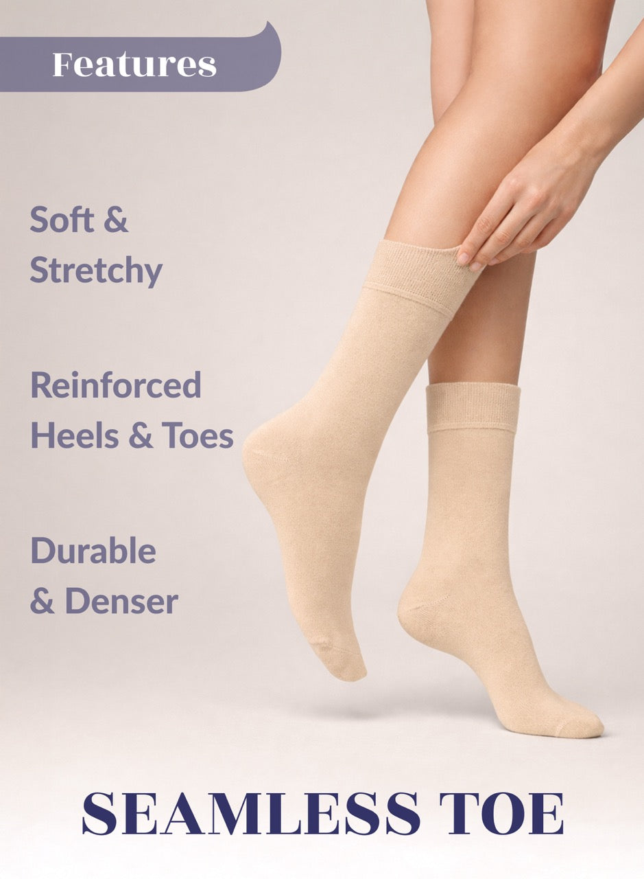 Soft Bamboo Dress Crew Socks for Women, 3 Pairs