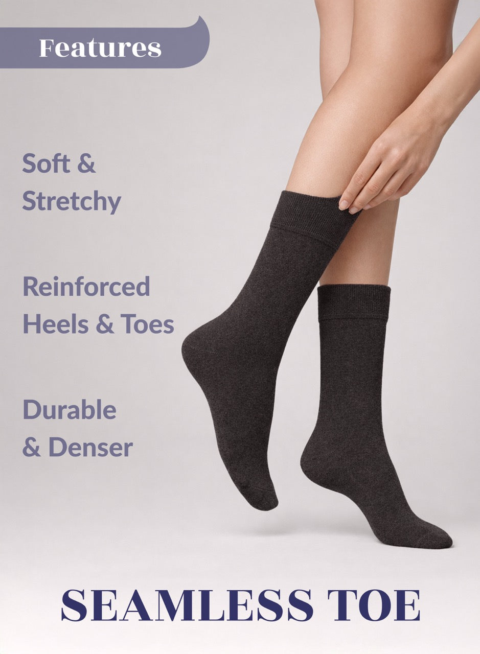 Soft Bamboo Dress Crew Socks for Women, 3 Pairs