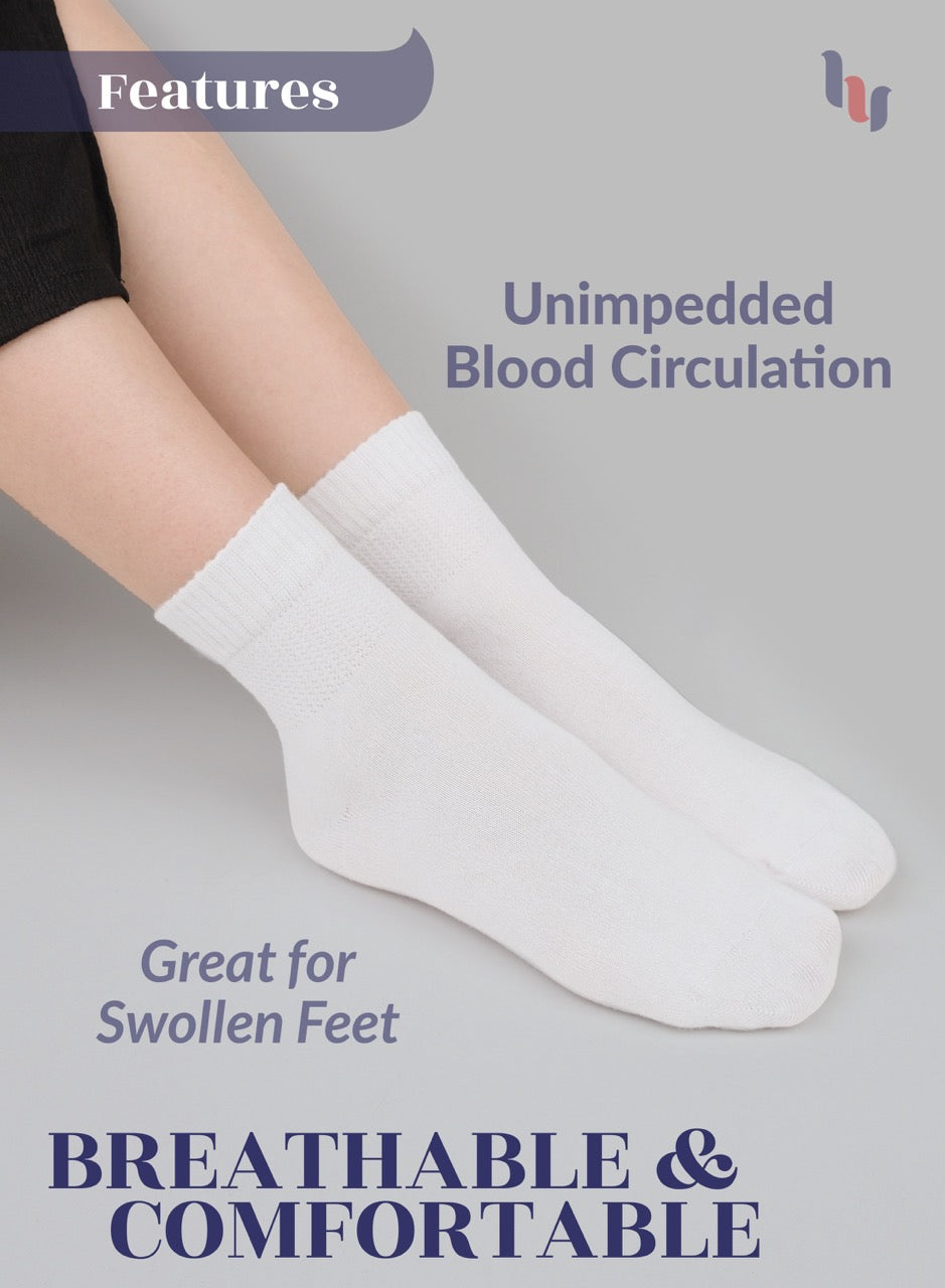 Women's Comfortable Diabetic Bamboo Ankle Socks for Swollen Legs, 3 Pairs