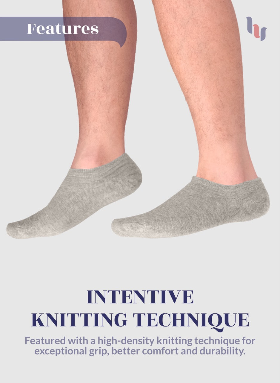 Non-Slip Men's Bamboo No-Show Socks (Only Size 11-13), 6 Pairs