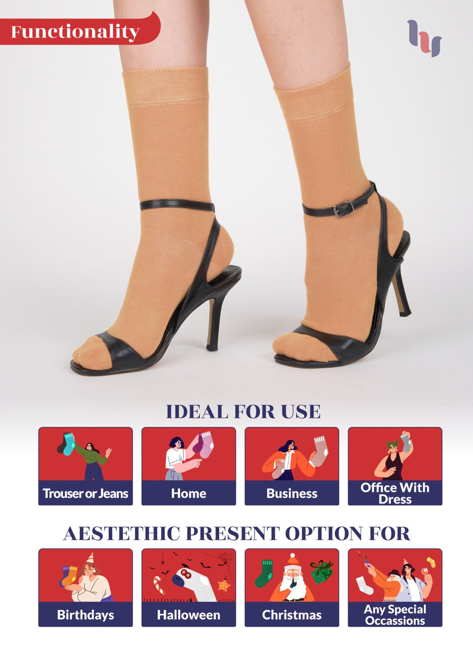 Women's Bamboo Dress Crew Socks, 3 Pairs