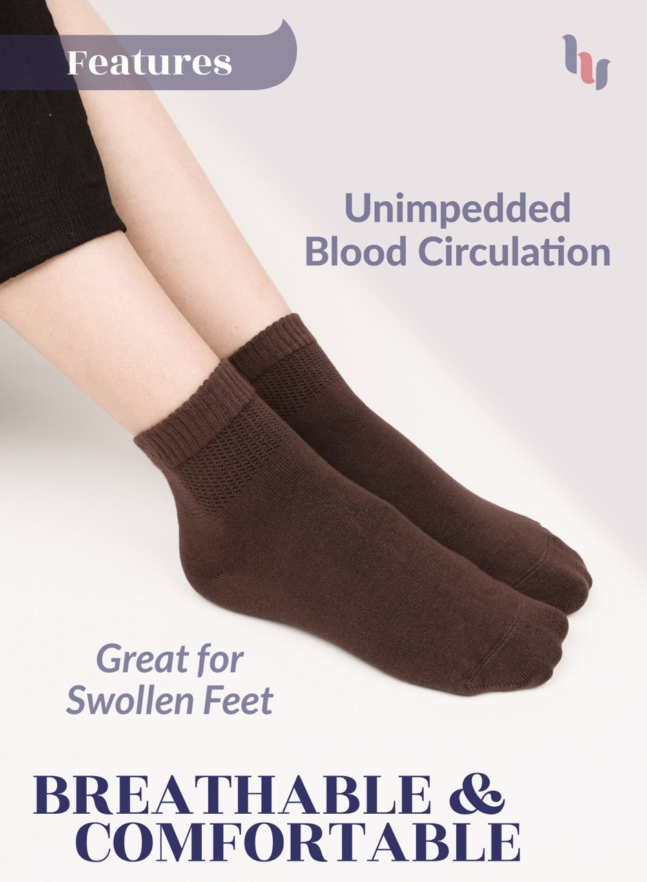 Women's Comfortable Diabetic Bamboo Ankle Socks for Swollen Legs, 3 Pairs