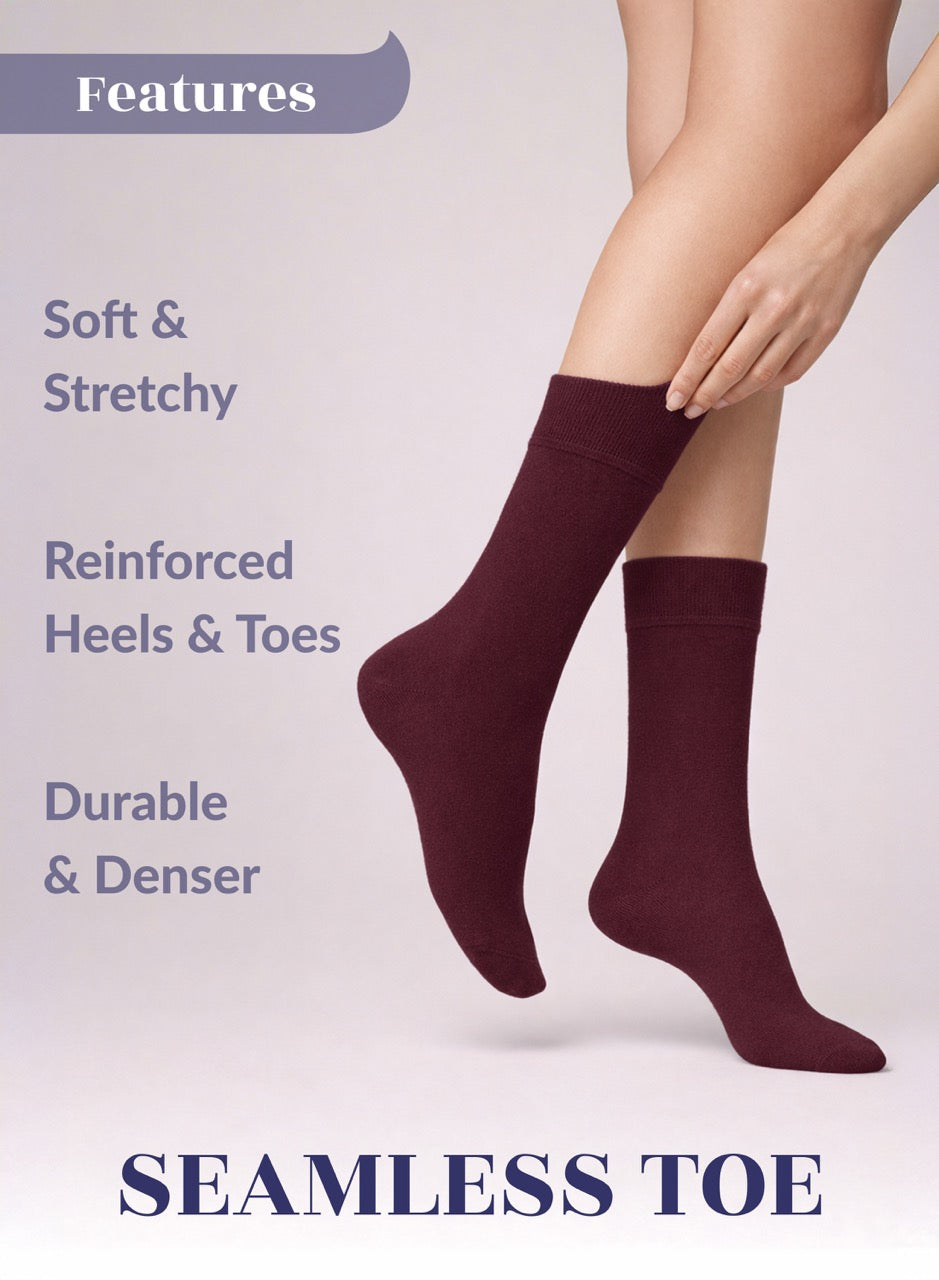 Soft Bamboo Dress Crew Socks for Women, 3 Pairs