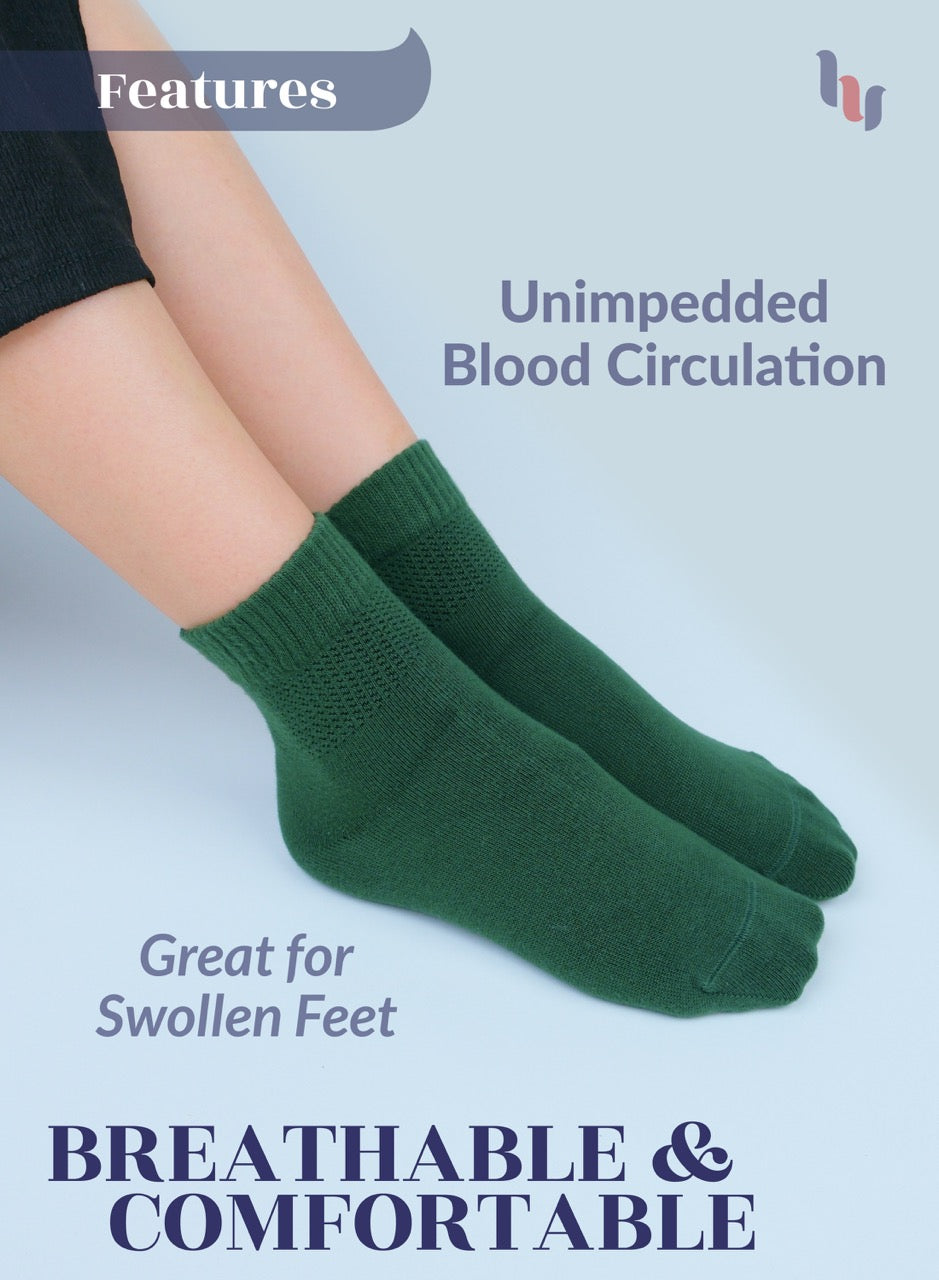 Women's Comfortable Diabetic Bamboo Ankle Socks for Swollen Legs, 3 Pairs
