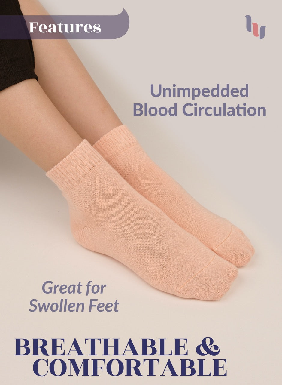 Women's Comfortable Diabetic Bamboo Ankle Socks for Swollen Legs, 3 Pairs