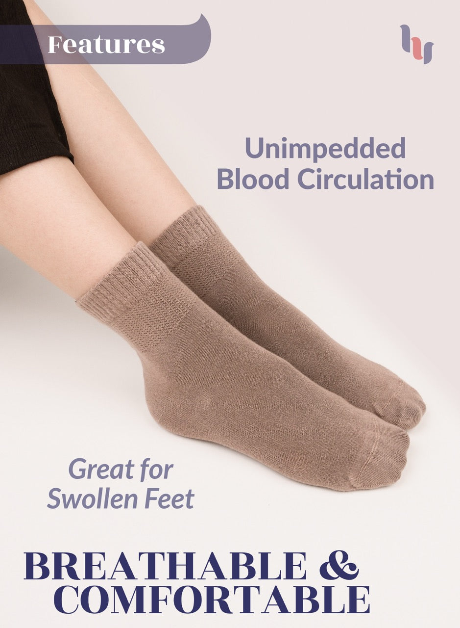 Women's Comfortable Diabetic Bamboo Ankle Socks for Swollen Legs, 3 Pairs