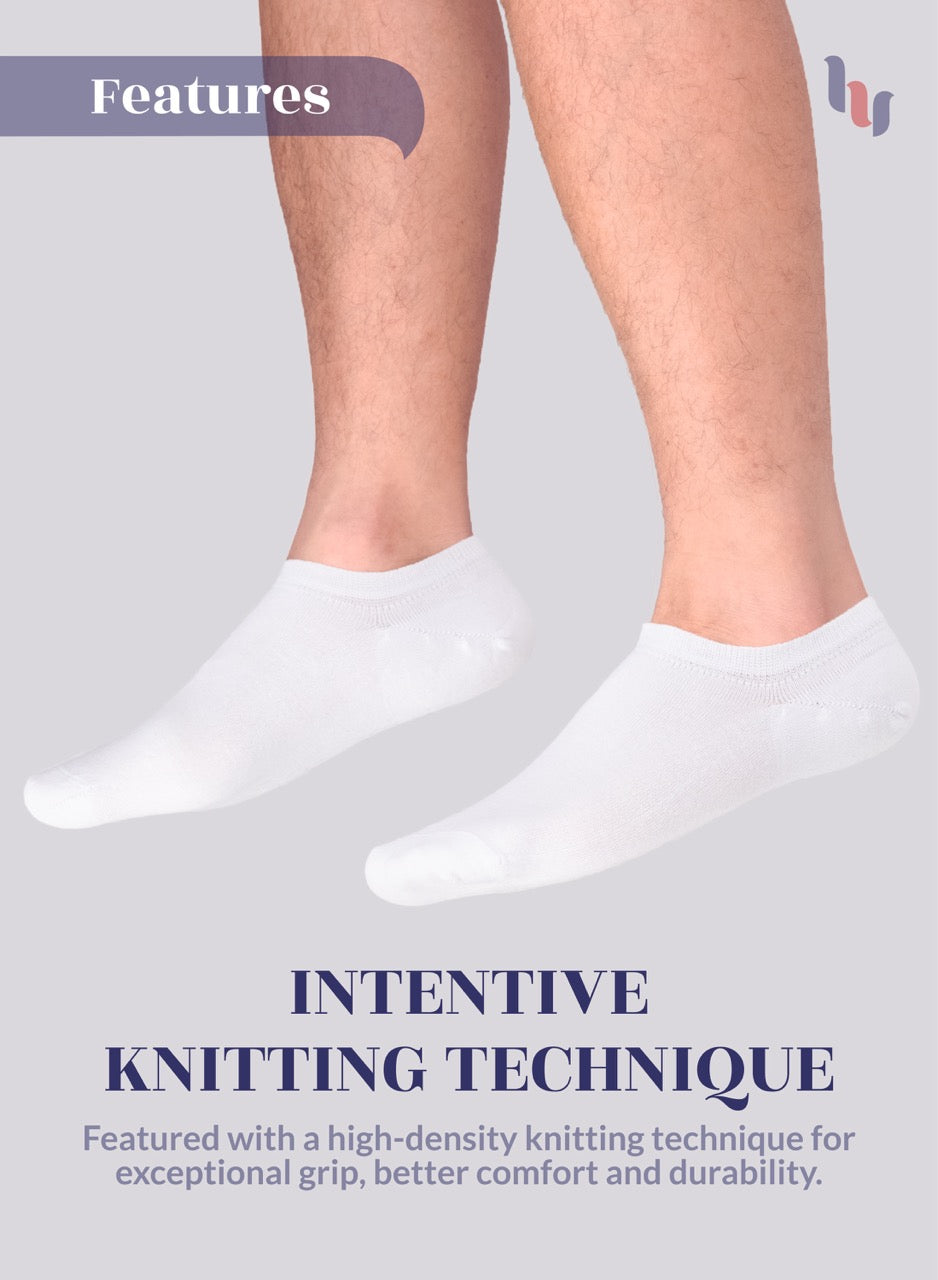 Non-Slip Men's Bamboo No-Show Socks (Only Size 11-13), 6 Pairs