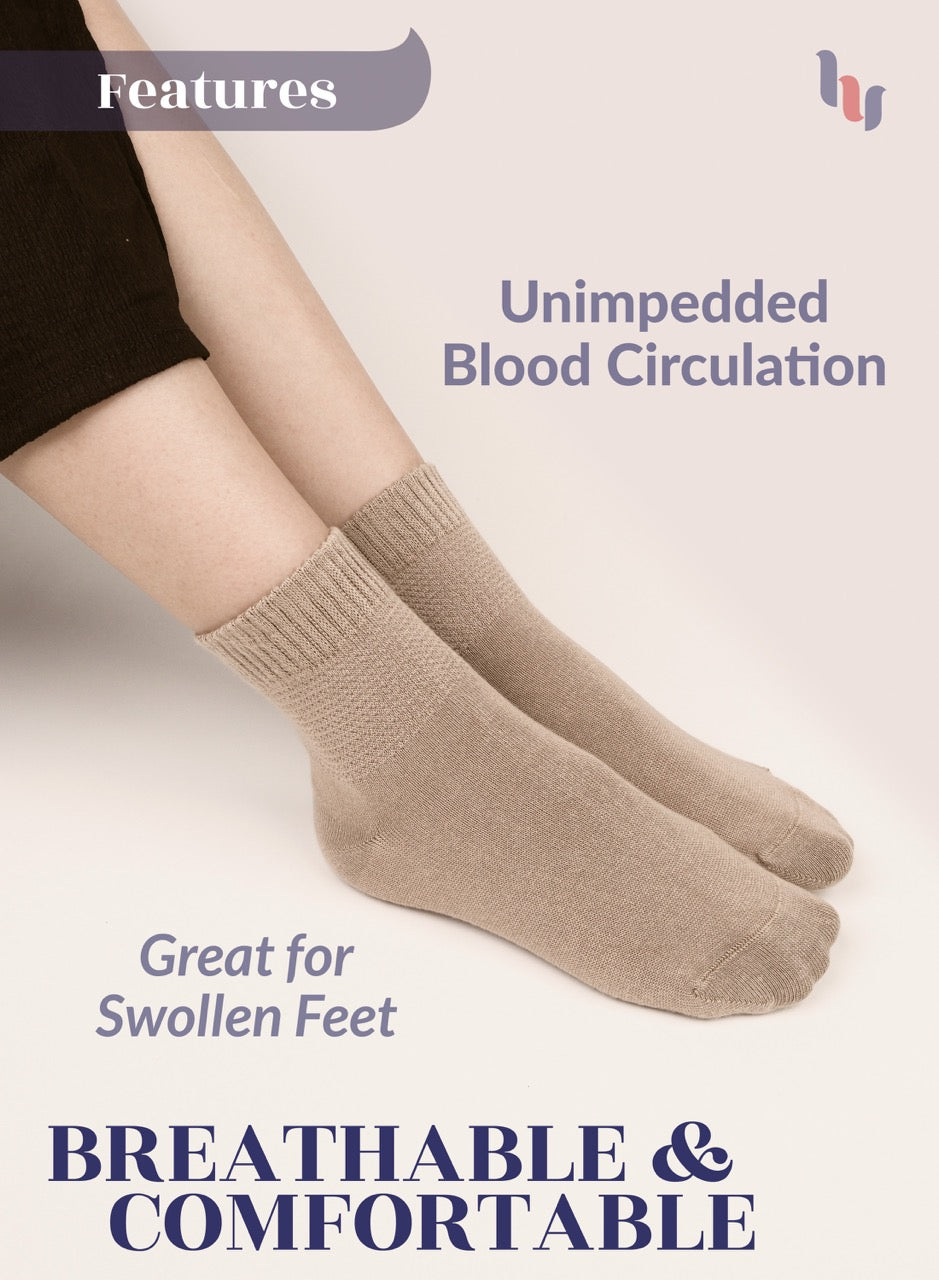Women's Comfortable Diabetic Bamboo Ankle Socks for Swollen Legs, 3 Pairs